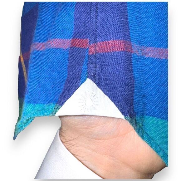 Giannetto Portofino Blue & Green Plaid Flannel Button Down - Picture 9 of 10